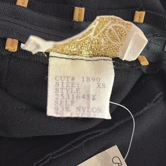 Tadashi Shoji Bodycon Gold And Black Scuba Knit Mini Dress, NWT - Picture 5 of 7